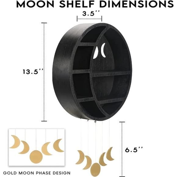 Wooden Moon Shelf for Crystals - Crescent Moon Crystal Shelf, Crystal Storage - Picture 5 of 5